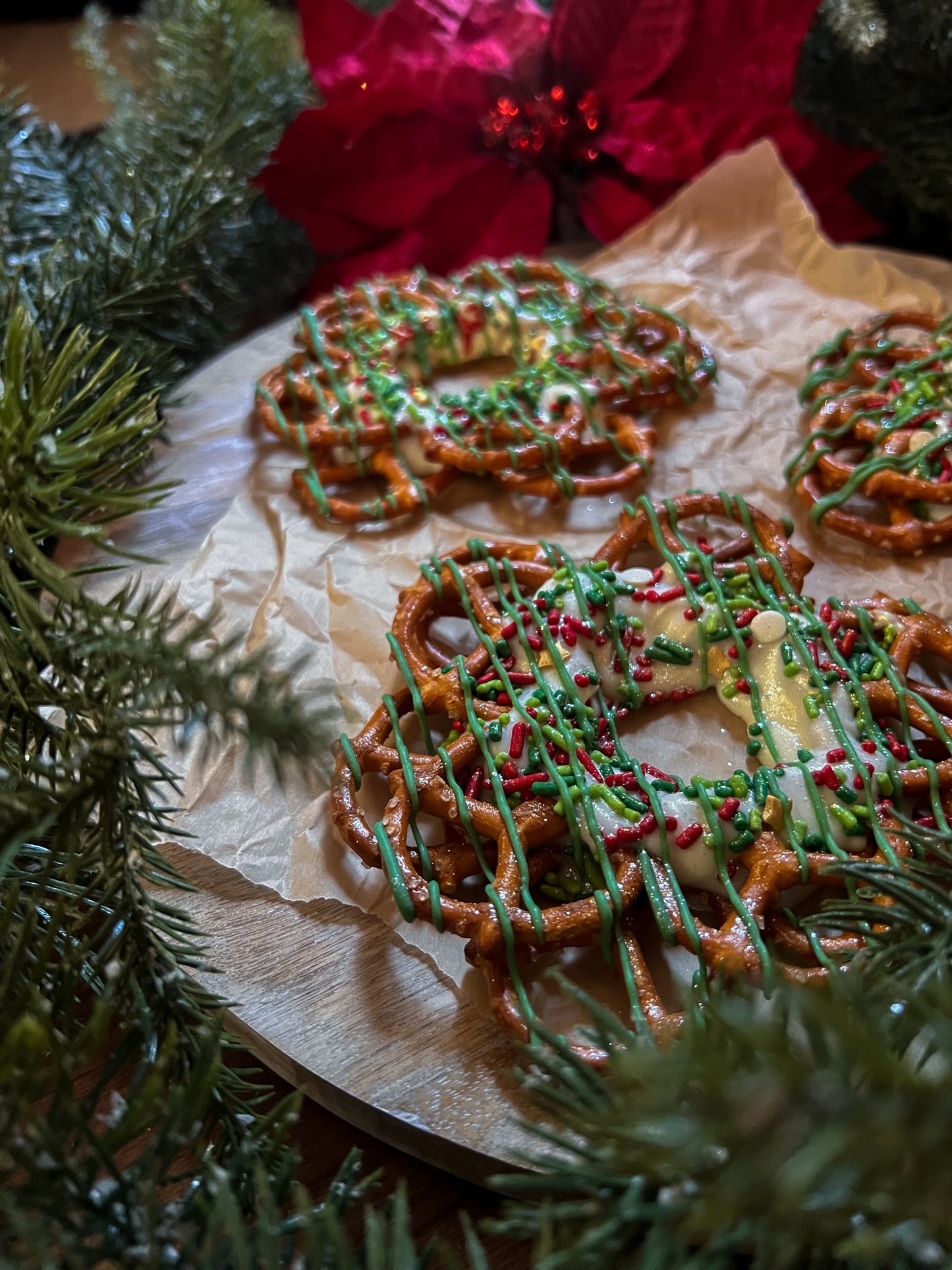 Christmas Hobbit Pretzel Wreaths