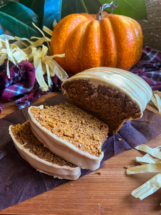 SPICED Pumpkin Loaf Cake with Brown Sugar Frosting