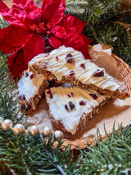 Frosted & Spiced Cranberry Oatmeal Bars